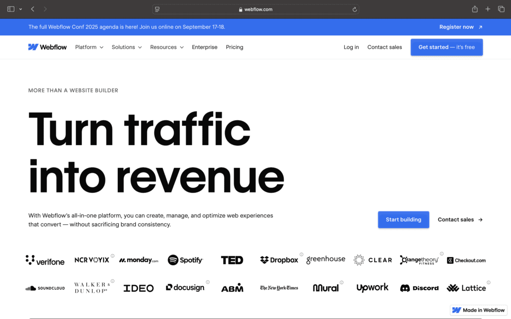 Webflow homepage